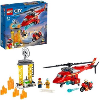 LEGO® City 60281 L’hélicoptère de secours des pompiers, jeu de construction avec une moto, un pompier et des pilotes miniatures