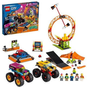 LEGO® 60295 City Stuntz L’Arène de Spectacle des Cascadeurs, 2 Monster Truck et Voitures Jouets, Moto à Rétrofriction, Cercle de Fe