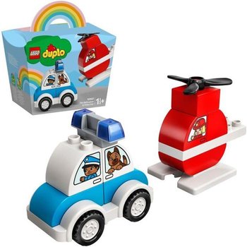 LEGO® 10957 DUPLO My First L’hélicoptère des Pompiers et la Voiture de Police Jouet pour Bébés, Filles & Garçons de 1 an et Demi