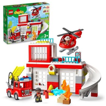 LEGO® 10970 DUPLO La Caserne Et L’Hélicoptère Des Pompiers, Avec Jouet Camion Push & Go Pour les Enfants de 2 Ans et Plus