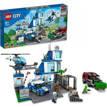 LEGO® 60316 City Le Commissariat de Police, Jouets Voiture, Camion de Poubelle et Hélicoptère Enfants +6 Ans, Set Aventures