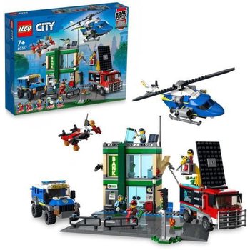 LEGO® 60317 City La Course-Poursuite de La Police à La Banque, Jouets Drone et 2 Camions pour Enfants +7 ans, Sets d’Aventures