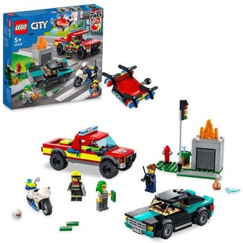 LEGO® 60319 City Fire Le Sauvetage Des Pompiers et La Course-Poursuite de La Police, Voiture, Camion et Moto pour Enfants +5 ans