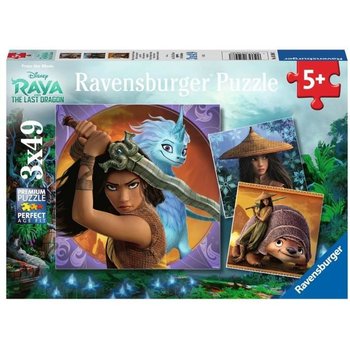 RAYA & LE DERNIER DRAGON Puzzles 3×49 pièces – Raya, courageuse – Ravensburger – Lot de puzzles enfant – Dès 5 ans