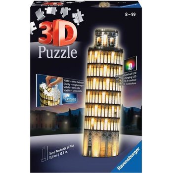 Puzzle 3D Tour de Pise illuminée – Ravensburger – Monument 216 pièces – sans colle – avec LEDS couleur – Dès 8 ans