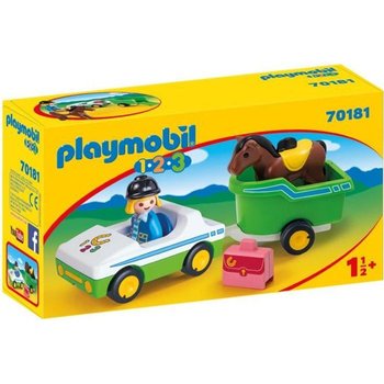 PLAYMOBIL 70181 – PLAYMOBIL 1.2.3 – Cavalière avec voiture et remorque