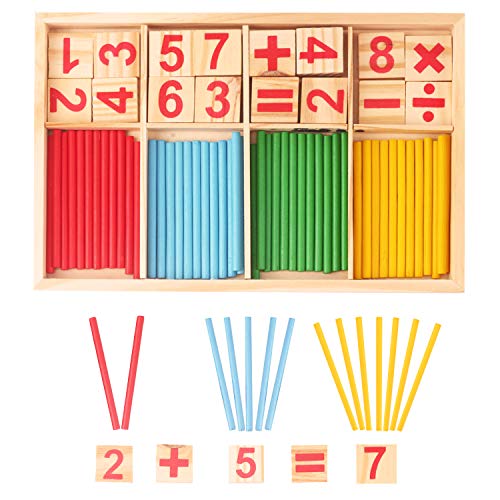 LOVEXIU Jouets Montessori,Jouets Montessori de mathématiques,Bâtons en bois Montessori,Jeux éducatifs de mathématiques Montessori avec chiffres et bâtons